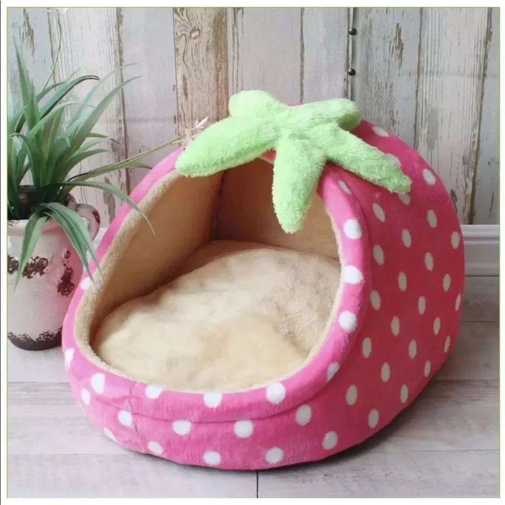 🌺HP🍓Dog bed Strawberry cute cushion plush pink cat